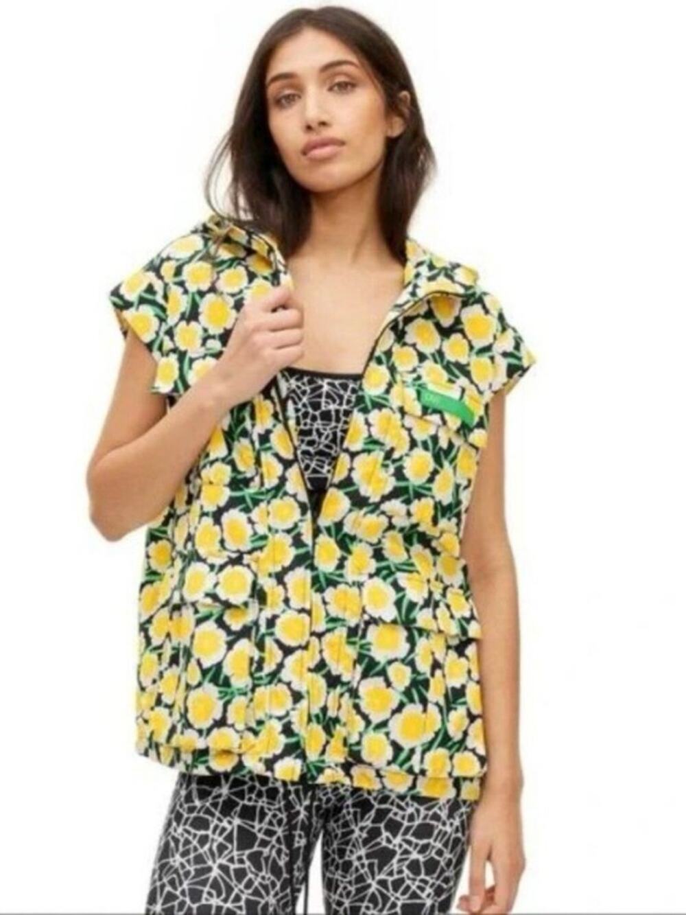 Diane Von Furstenberg target collab Yellow Floral Short-Sleeve Button Vest